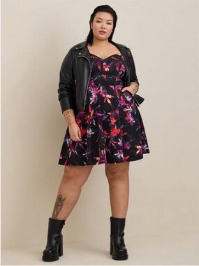 Torrid Mini Scuba Lace-Up Fit &
Flare Dress 1X